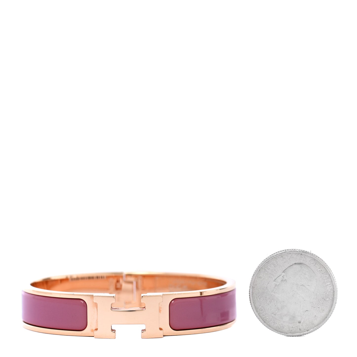Enamel Narrow Clic Clac H Bracelet PM Rose Velours