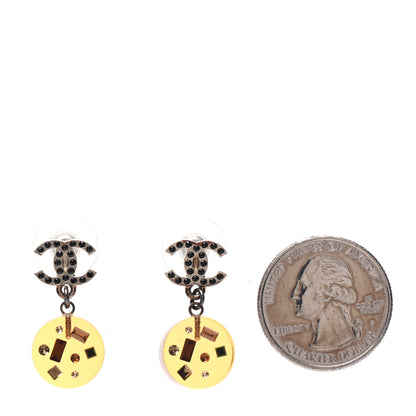 Chanel Lucite Crystal CC Drop Earrings Gold 2 of 4