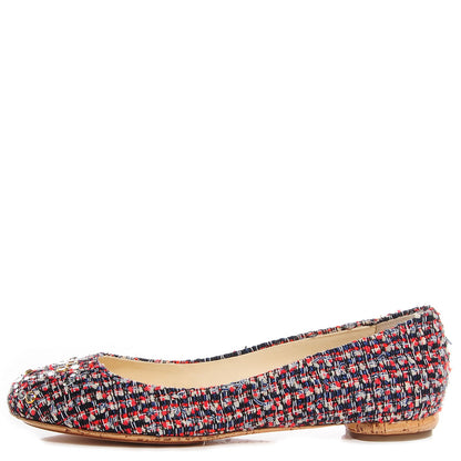 Chanel Tweed Crystal CC Ballerina Flats 39.5 1 of 7