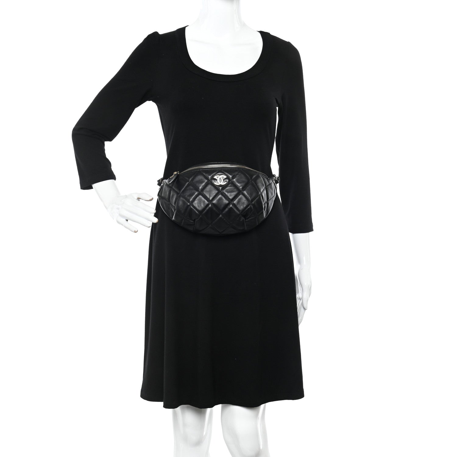 Chanel Lambskin Quilted Waist Bag Fanny Pack Black 2 of 12