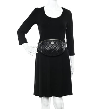 Chanel Lambskin Quilted Waist Bag Fanny Pack Black 2 of 12