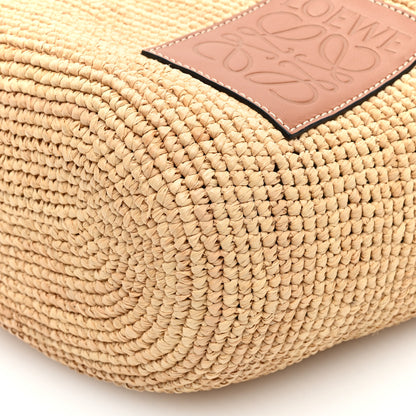Loewe Calfskin Raffia Anagram Paulas Ibiza Pochette Bag Natural Tan 9 of 10