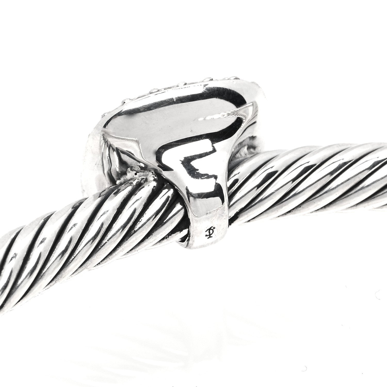 David Yurman Sterling Silver Diamond Morganite 4mm Noblesse Cable Bracelet 4 of 4