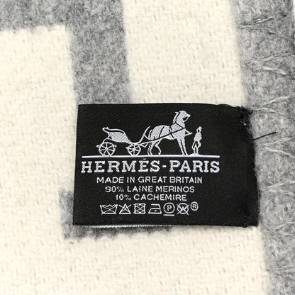 Hermes Wool Cashmere Avalon III Blanket Ecru Gris Clair 3 of 3