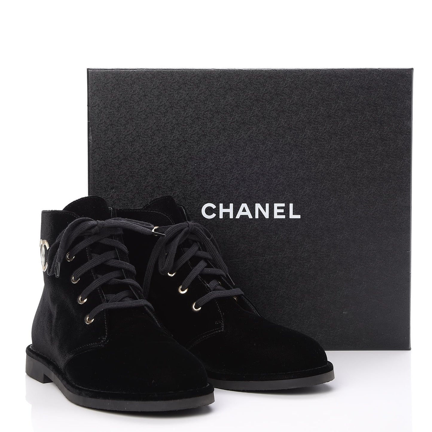 Velvet CC Lace Up Boots 38 Black