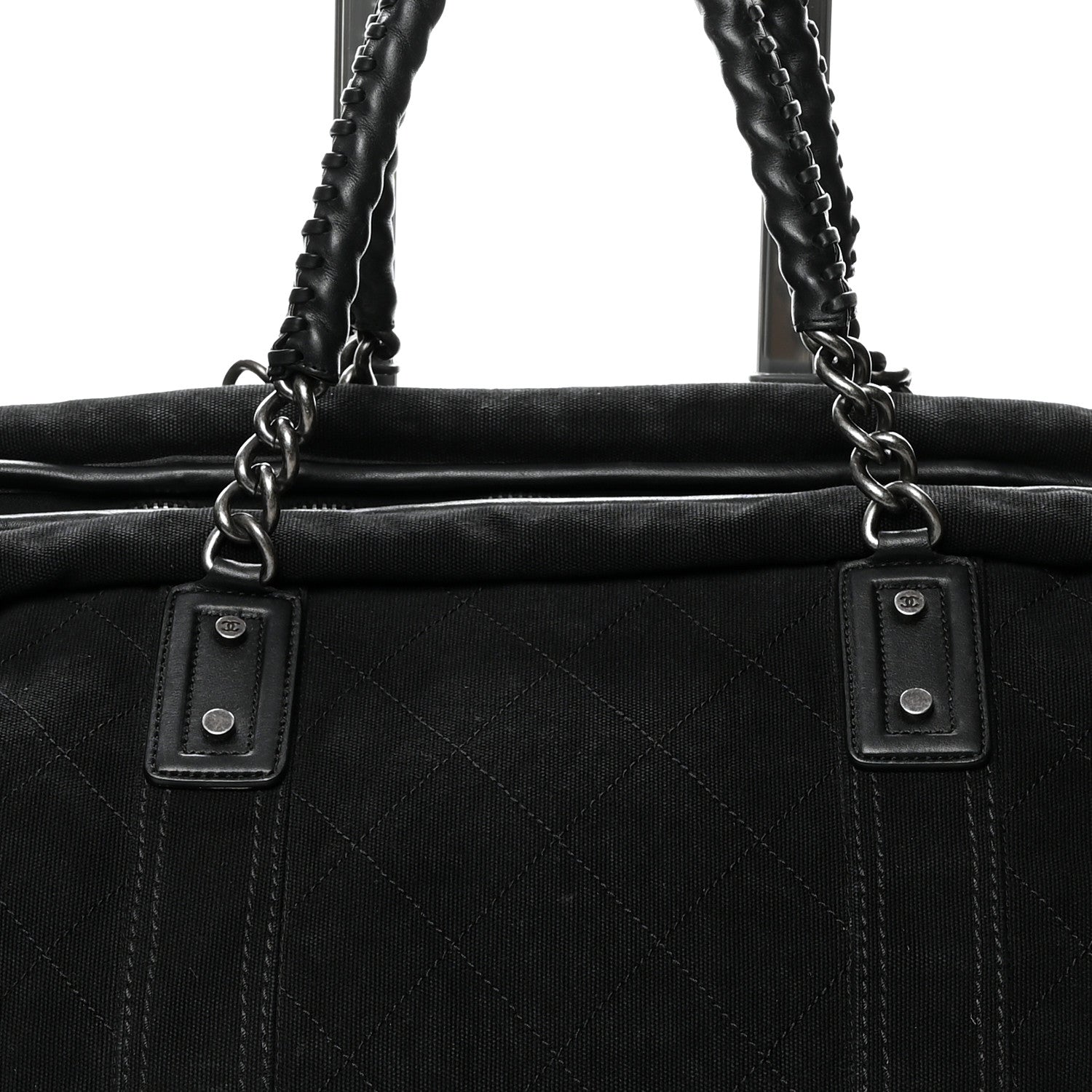 Chanel Washed Toile Calfskin Quilted Trolley Black 8 of 13