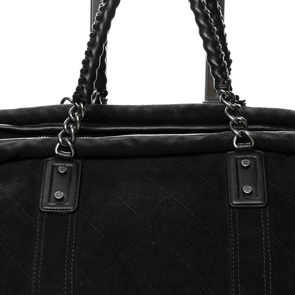 Chanel Washed Toile Calfskin Quilted Trolley Black 8 of 13