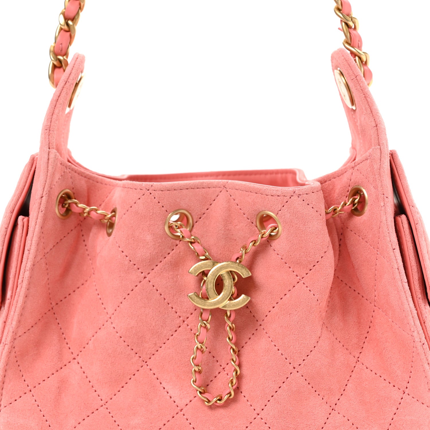 Chanel Suede Quilted Mini Chanel 25 Handbag Pink 8 of 10