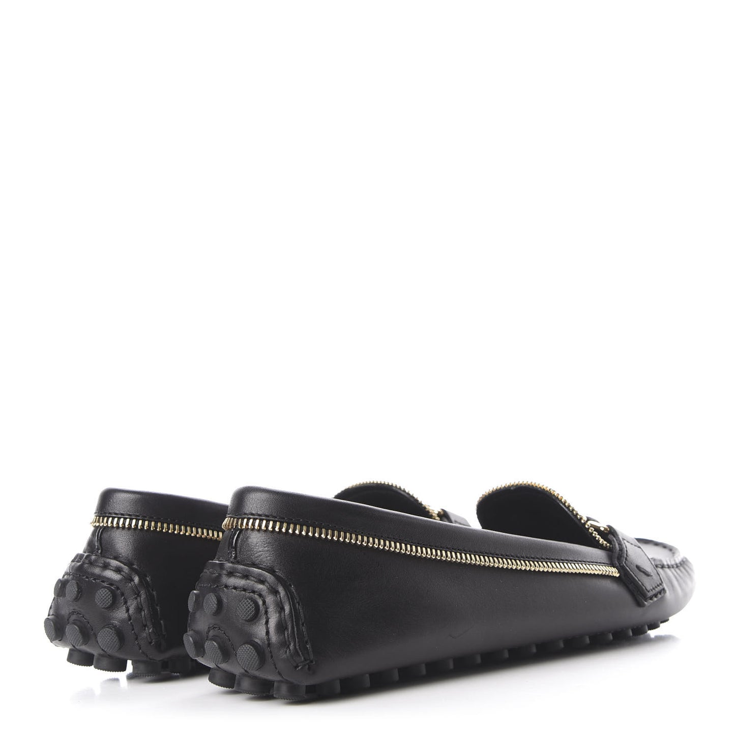 Calfskin Zipper Oxford Loafers 40 Black