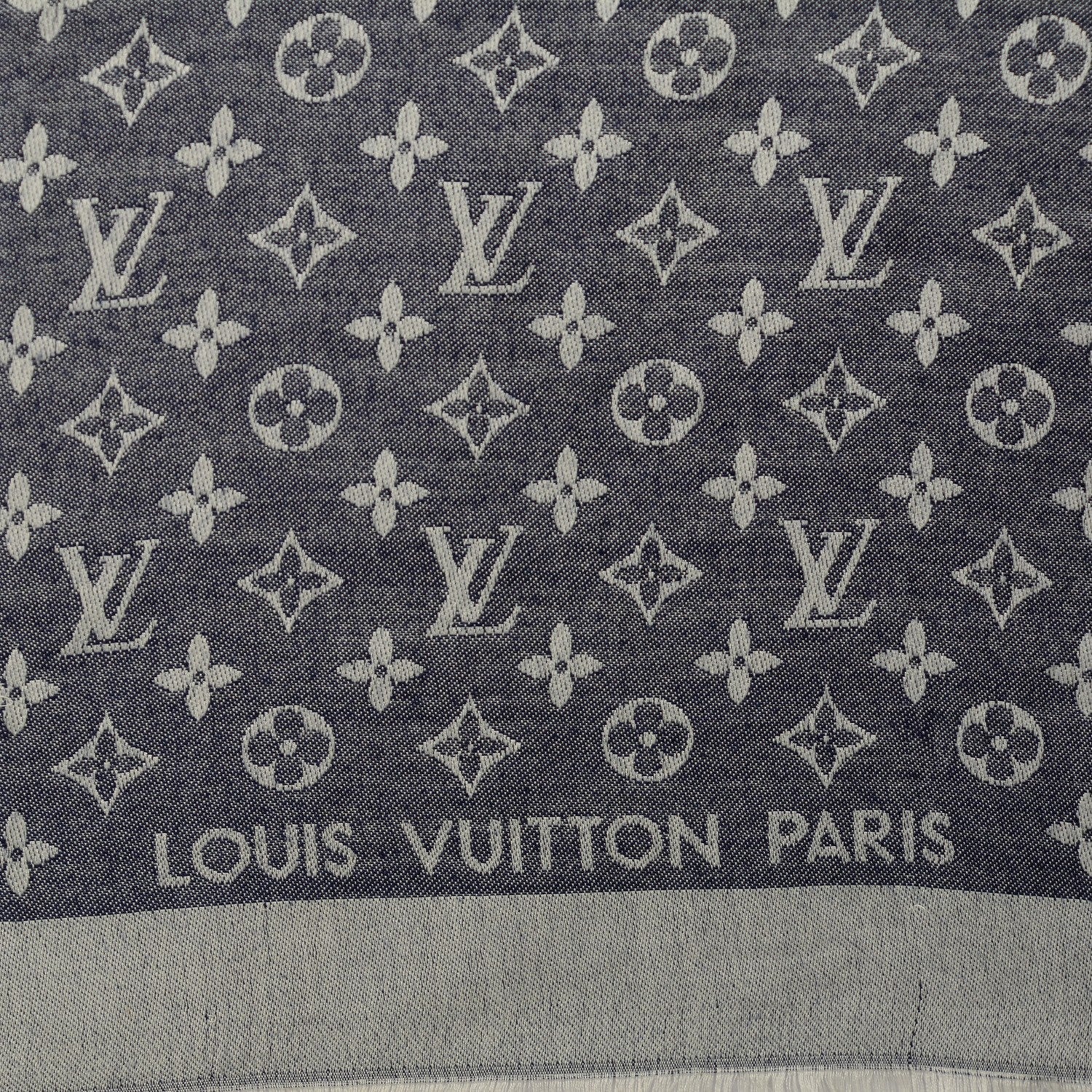 Louis Vuitton Wool Silk Monogram Denim Shawl Blue 4 of 5