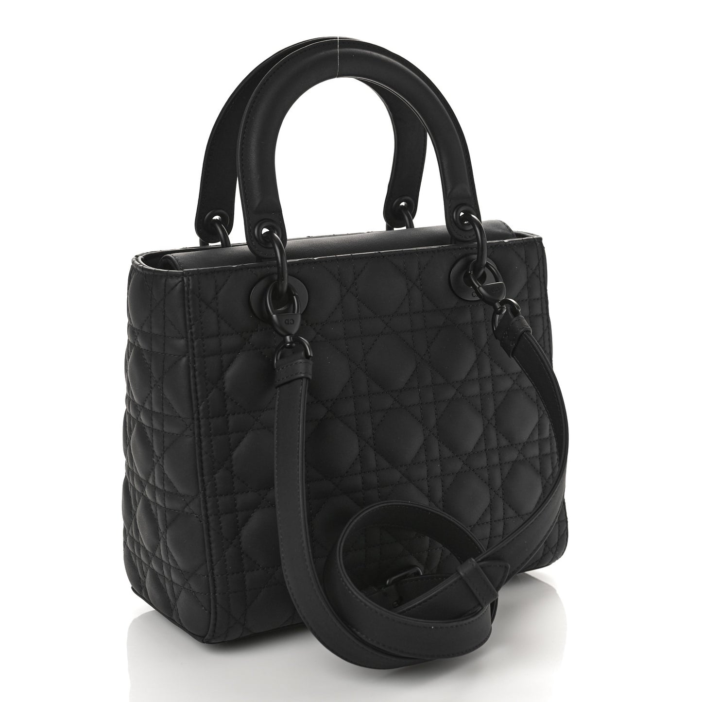 Ultra Matte Calfskin Cannage Medium Lady Dior Black
