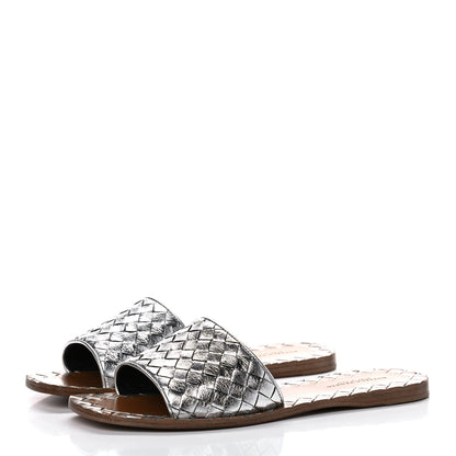 Bottega Veneta Nappa Intrecciato Flat Sandals 36 Silver 3 of 16