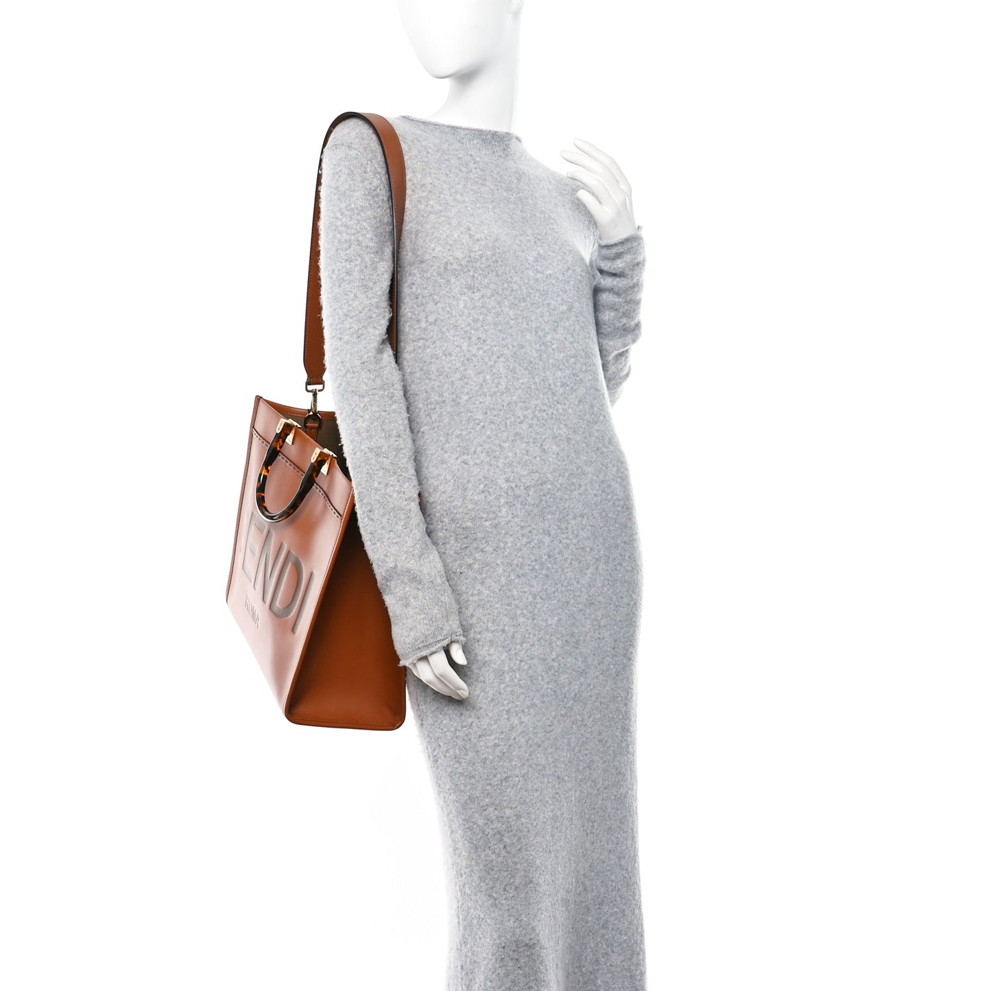 Vitello King Plexiglass Medium Fendi Sunshine Shopper Tote Cuoio