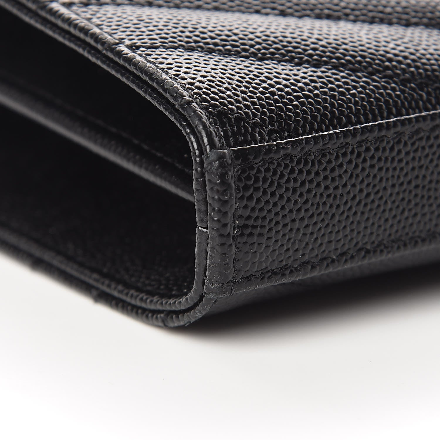 Saint Laurent Grain De Poudre Matelasse Chevron Monogram Chain Wallet Black 9 of 14