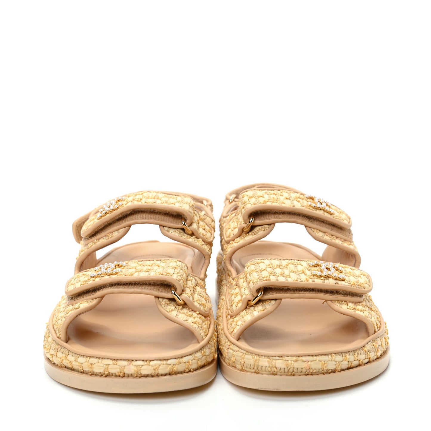 Braided Fabric Velcro Dad Sandals 38.5 Beige