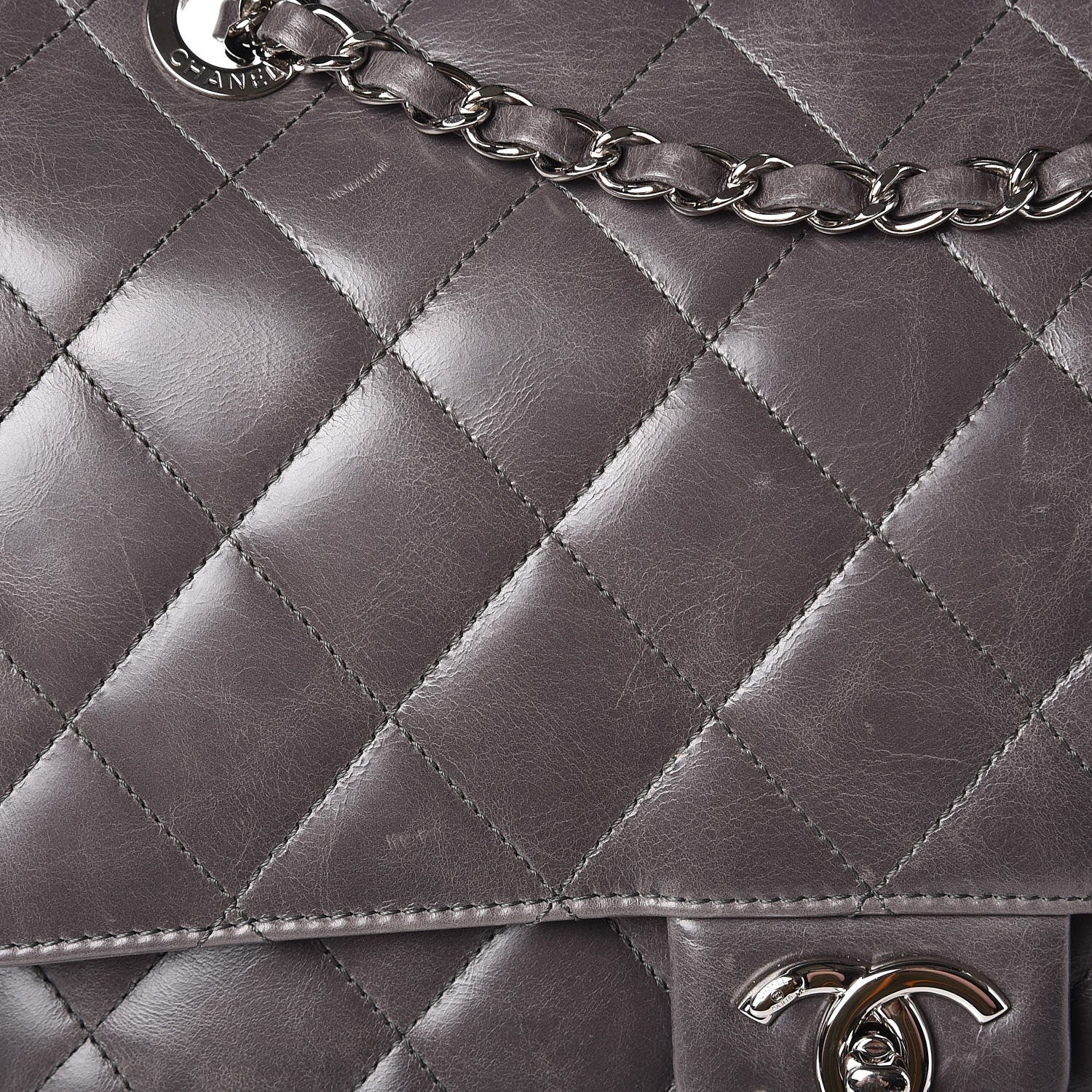 Chanel Glazed Calfskin Quilted Small CC Delivery Tote Grey 9 of 12