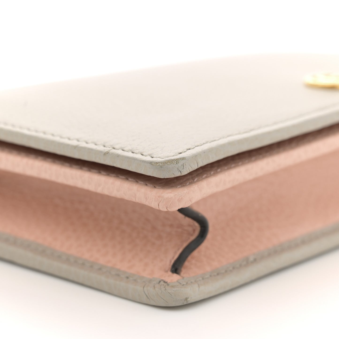 Metallic Dollar Calfskin Mini GG Marmont Chain Wallet Silver Grey Light Pink