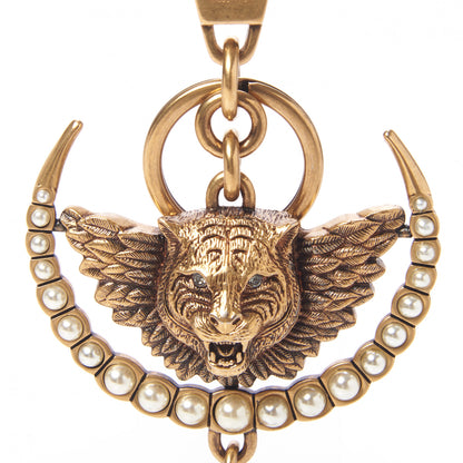 Gucci Metal Pearl Interlocking GG Tiger Key Charm Gold 2 of 4