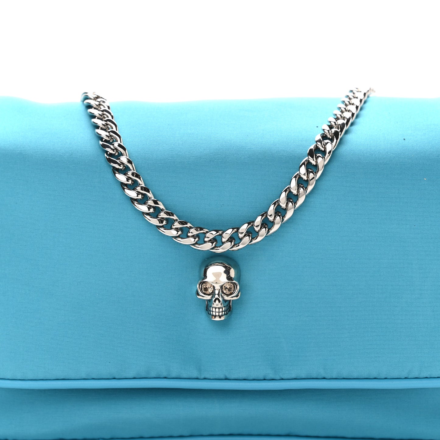 Nylon Skull Camera Crossbody Bag Blue