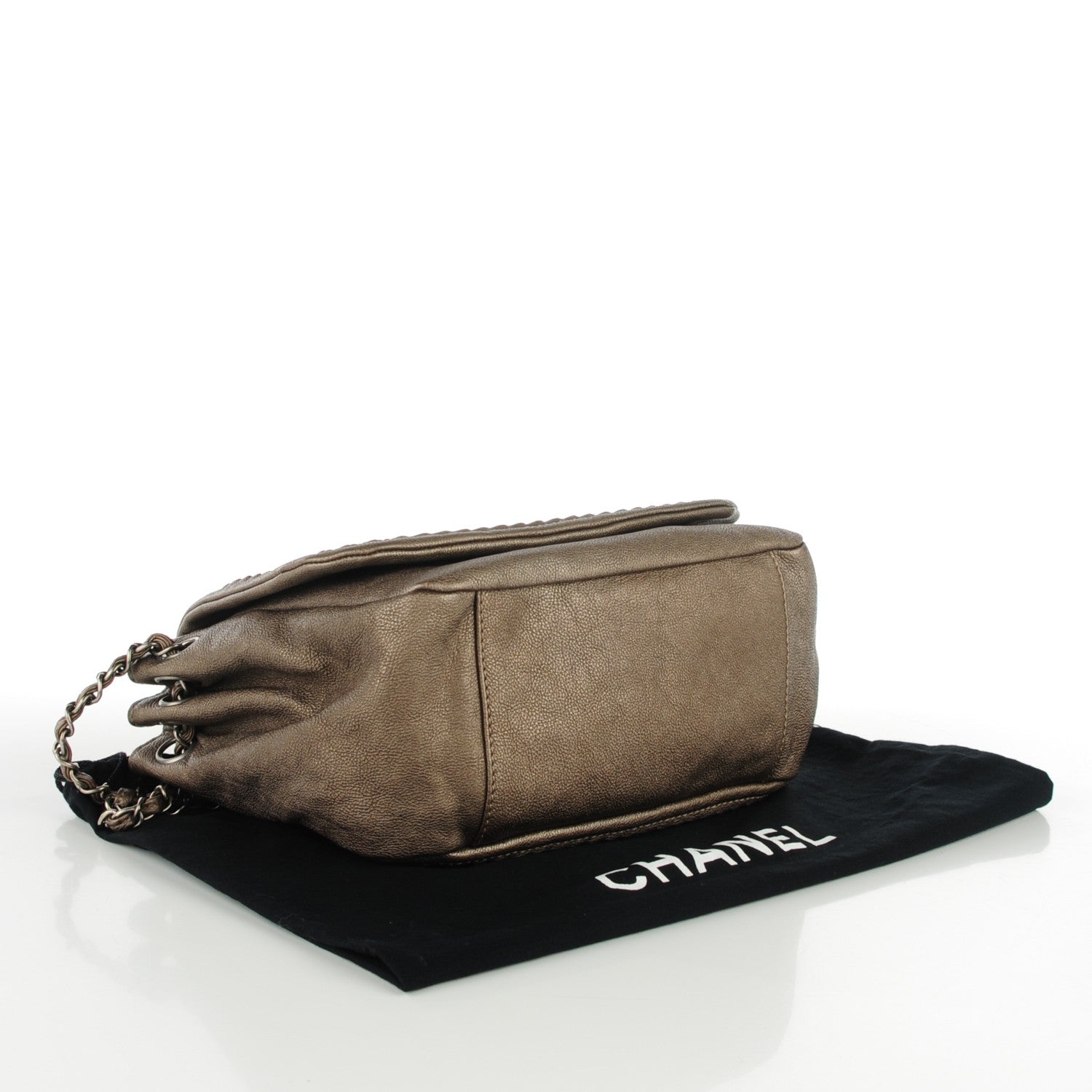 Chanel Metallic Goatskin Luxe Ligne Flap Dark Silver 4 of 7