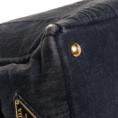 Prada Denim Small Logo Tote Black 9 of 17
