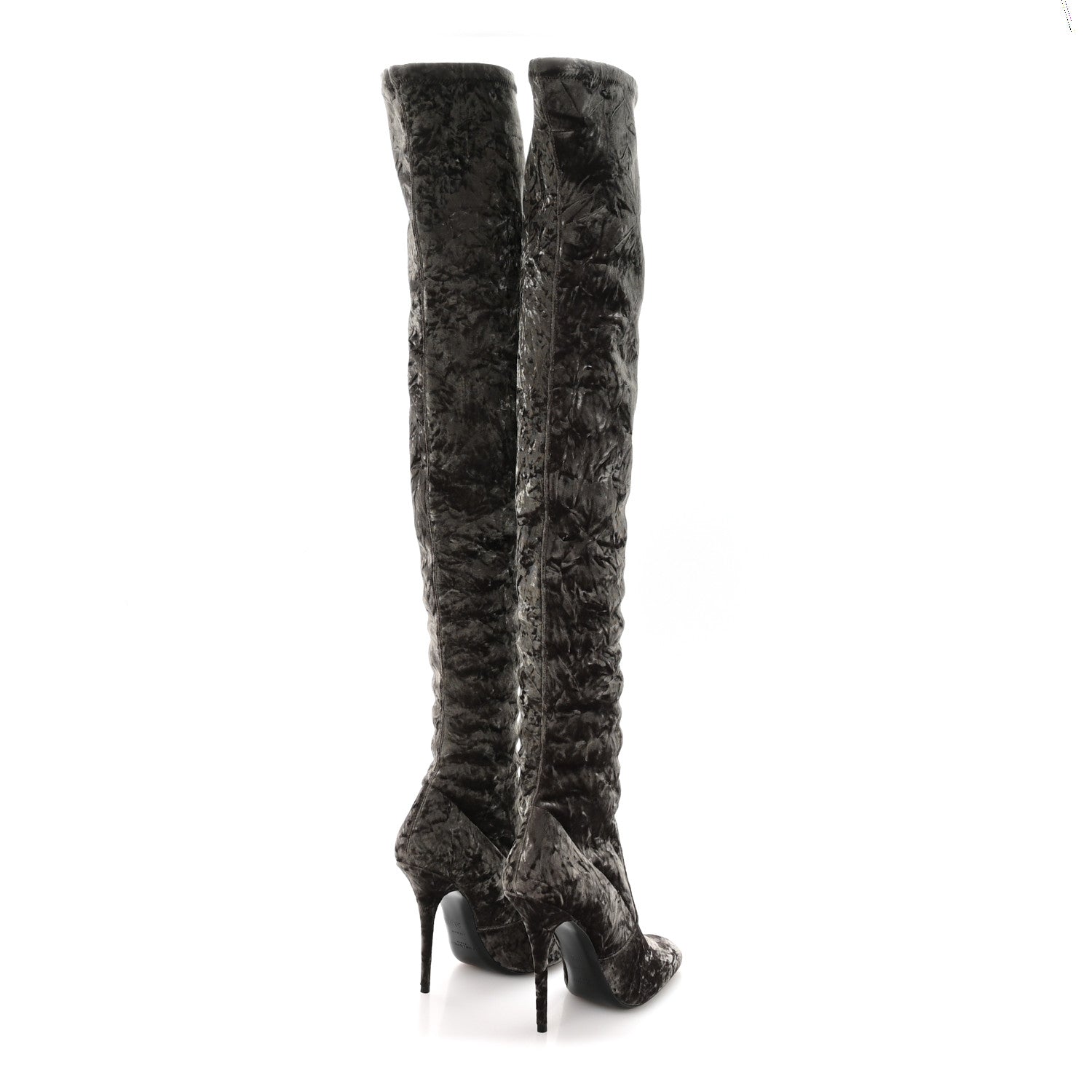 Saint Laurent Velvet Ella Knee High Boots 39.5 Bella Green 5 of 8