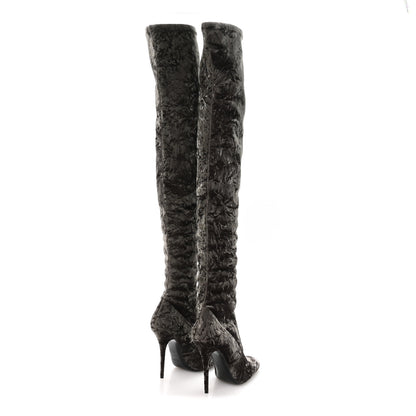 Saint Laurent Velvet Ella Knee High Boots 39.5 Bella Green 5 of 8