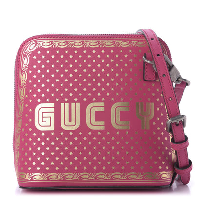 Gucci X SEGA Calfskin GUCCY Stars Mini Dome Shoulder Bag Violet Fuxia Gold 1 of 9
