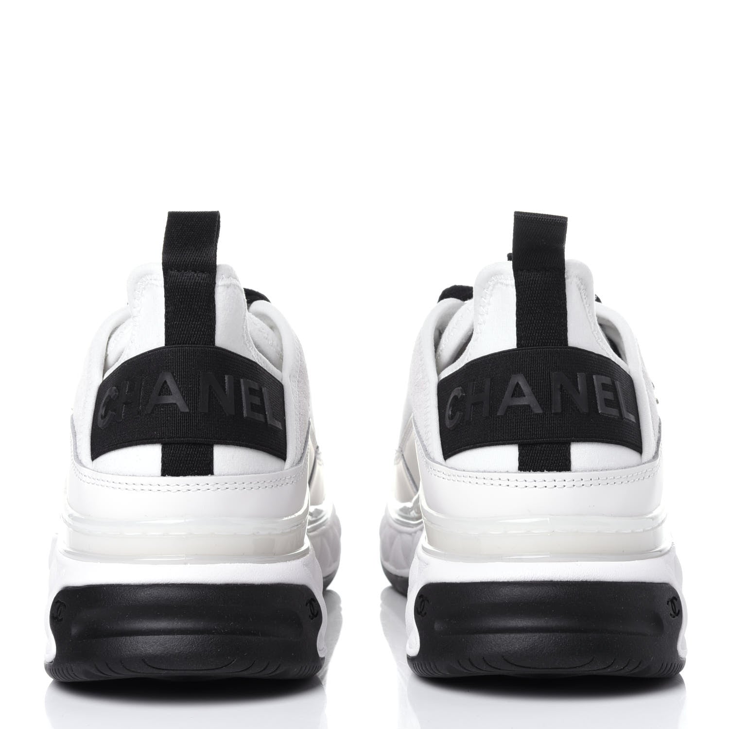Chanel Velvet Calfskin Mixed Fibers CC Sneakers 38 Ivory Black 5 of 12