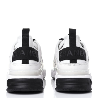 Chanel Velvet Calfskin Mixed Fibers CC Sneakers 38 Ivory Black 5 of 12