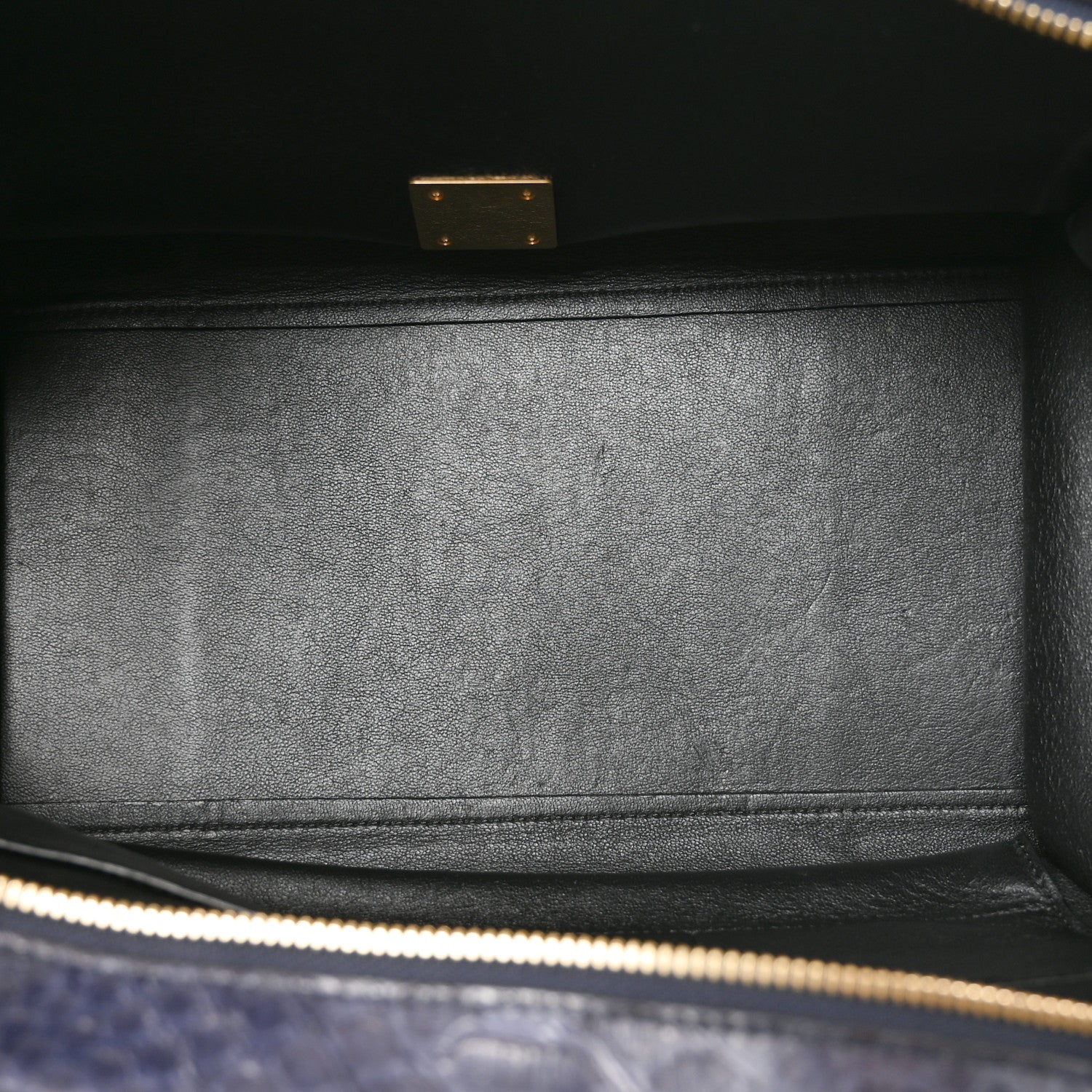 Celine Snakeskin Calfskin Medium Trapeze Blue Black 5 of 10