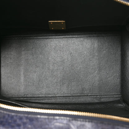 Celine Snakeskin Calfskin Medium Trapeze Blue Black 5 of 10