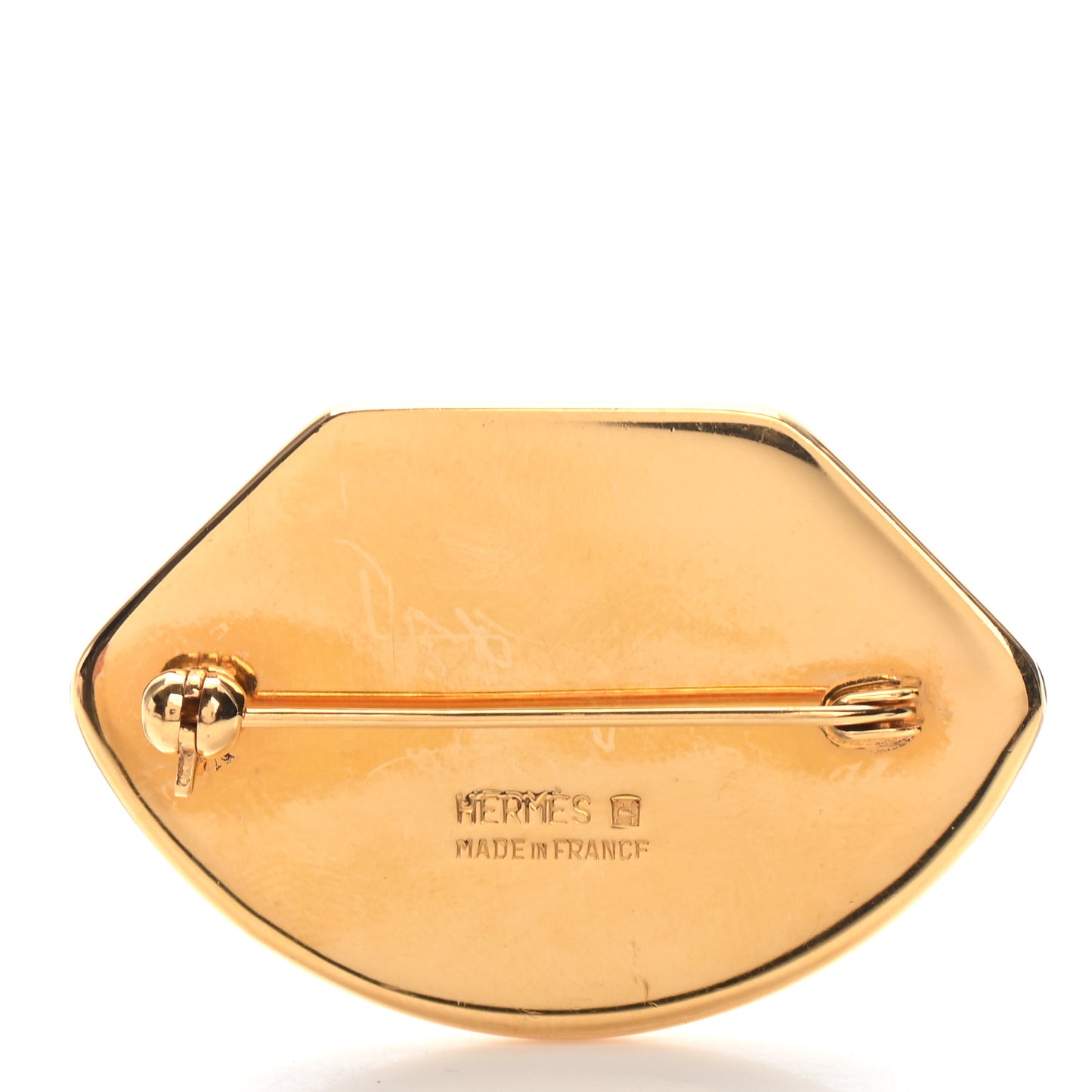 Enamel Printed Brooch Black Gold