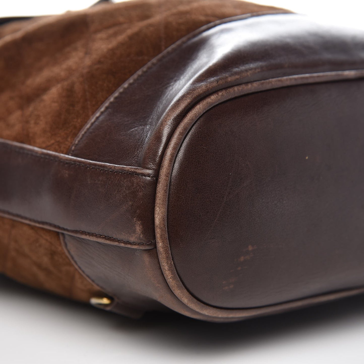 Suede Quilted Drawstring Sling Backpack Brown