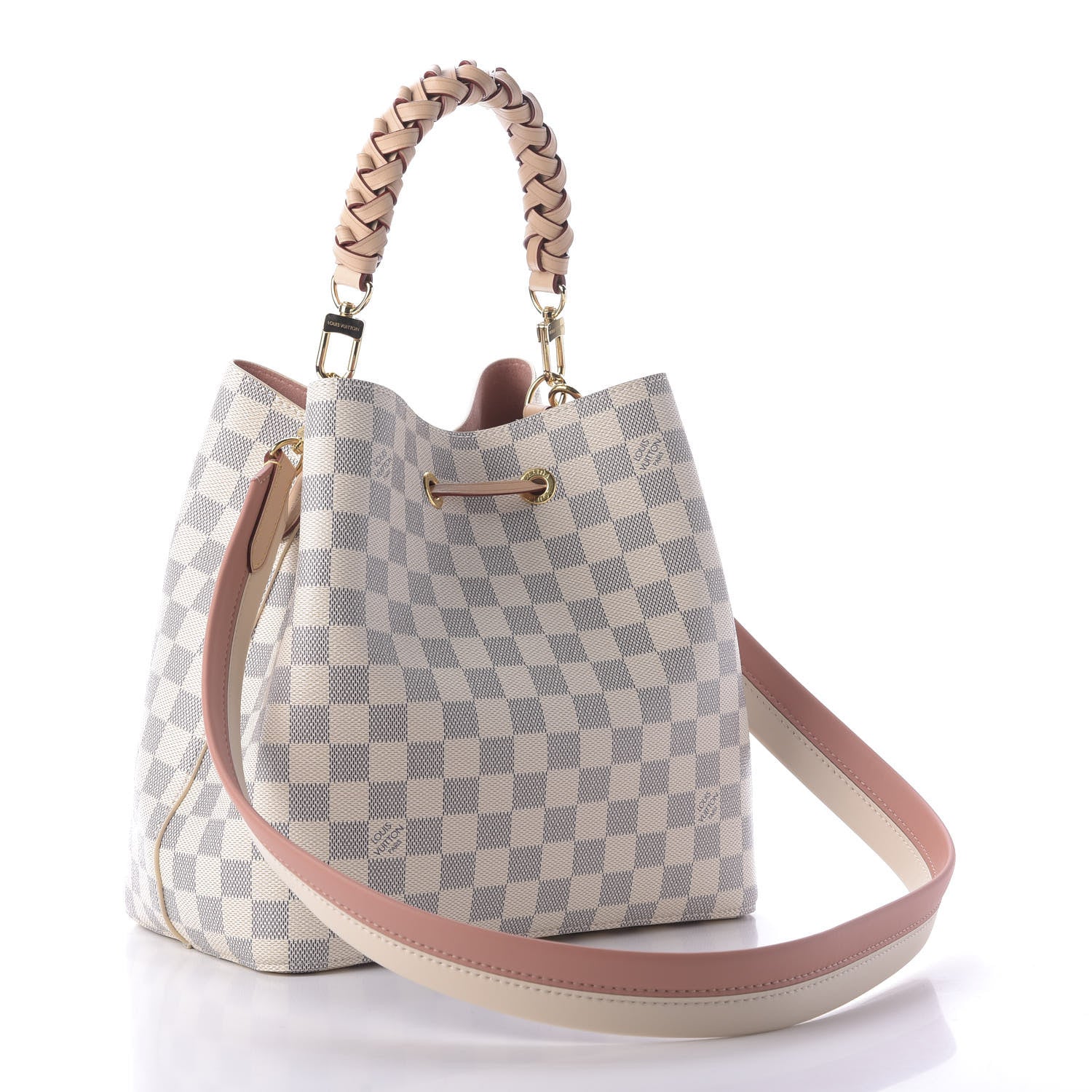 Louis Vuitton Damier Azur Braided Neonoe MM Peach Cream 3 of 9