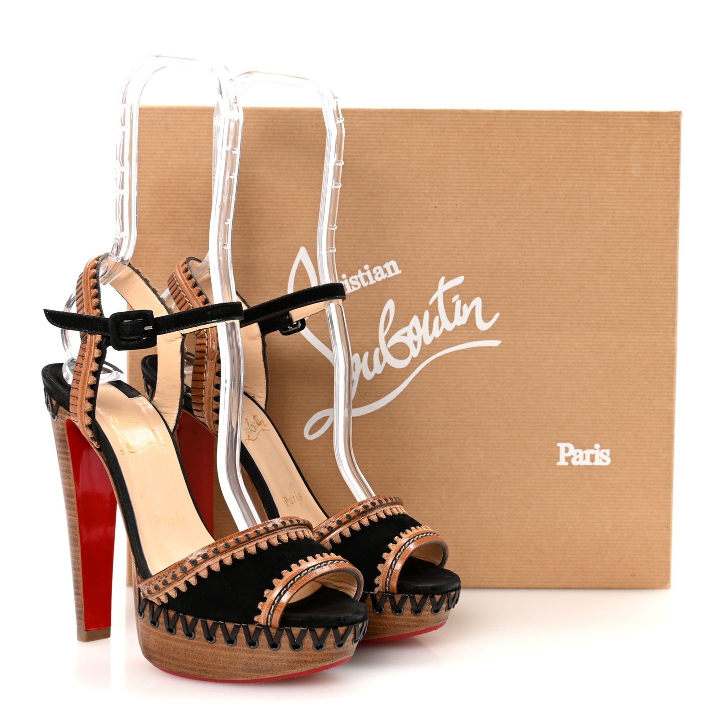 Suede Calfskin Trepi 140 Platform Sandals 37 Black