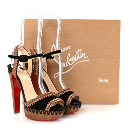 Christian Louboutin Suede Calfskin Trepi 140 Platform Sandals 37 Black 9 of 9