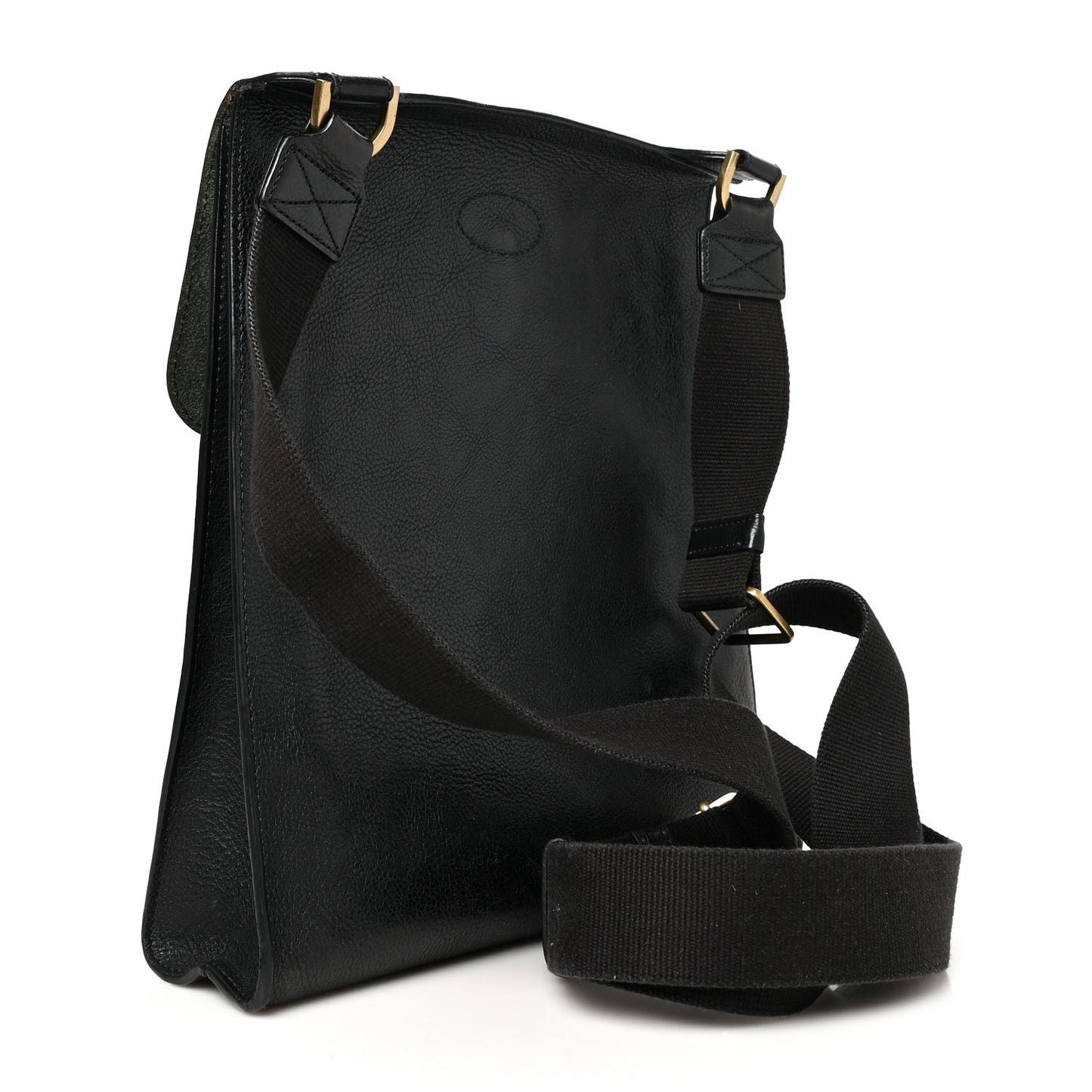 Natural Grain Calfskin Antony Messenger Crossbody Black
