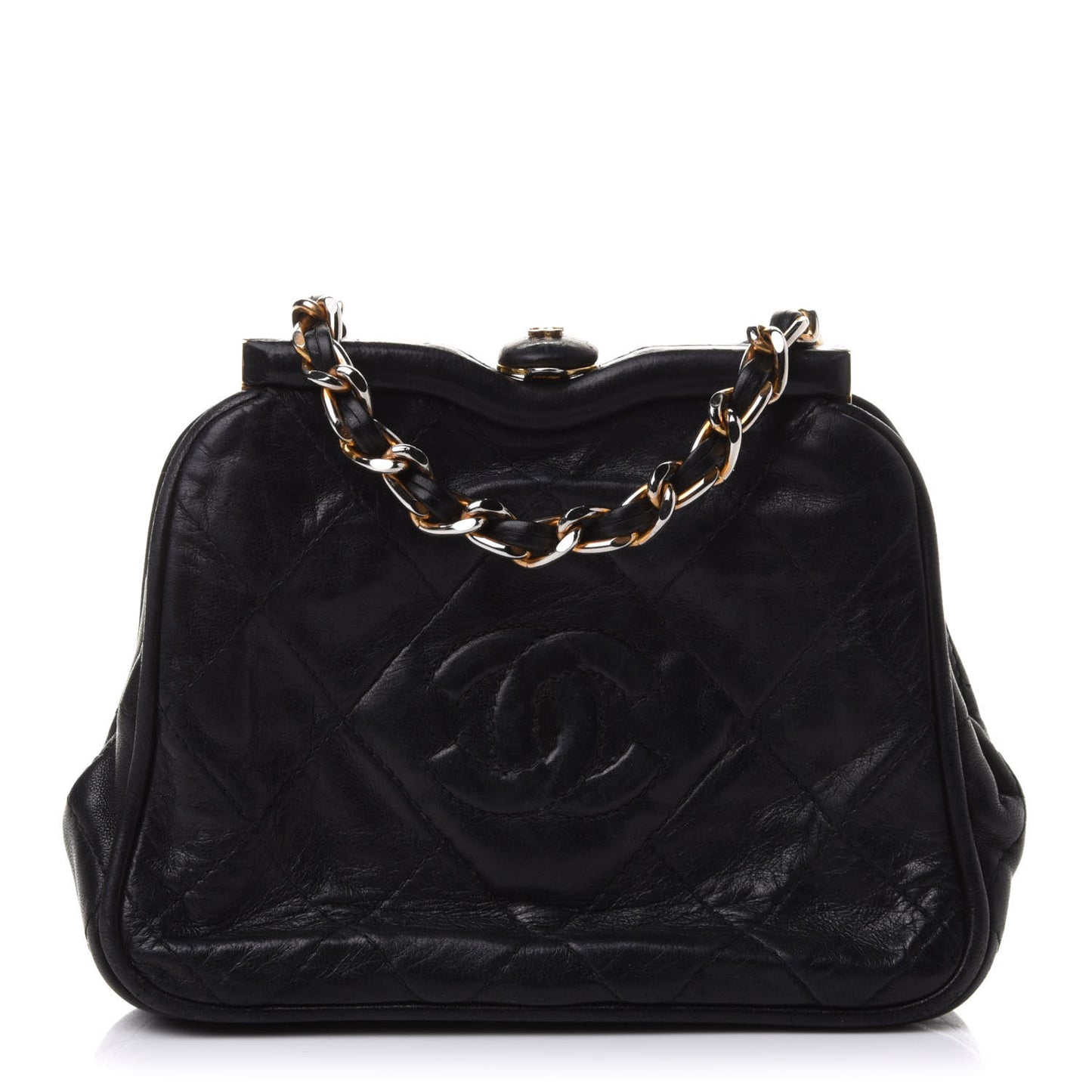 Lambskin Quilted Tassel Belt Bag Black