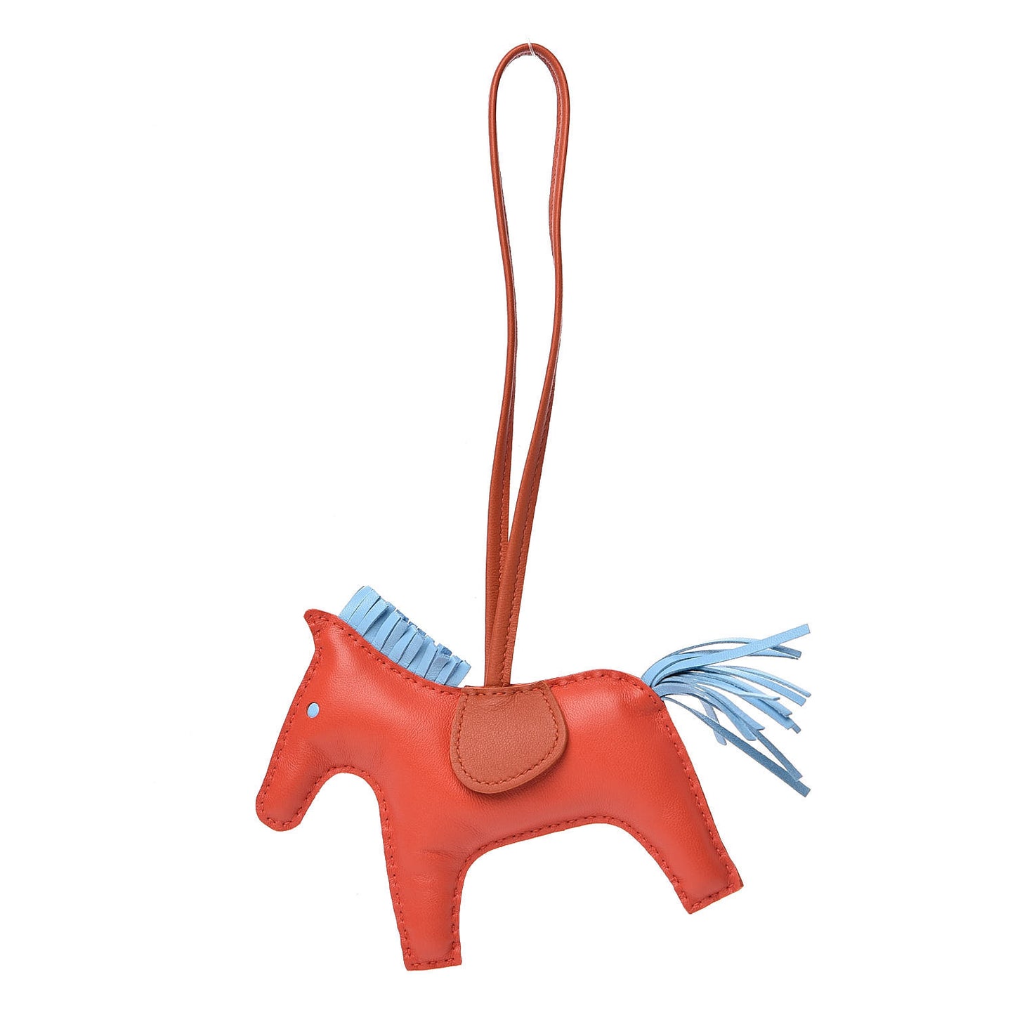 Milo Lambskin Grigri Rodeo Horse Bag Charm MM Capucine Celeste Cornaline