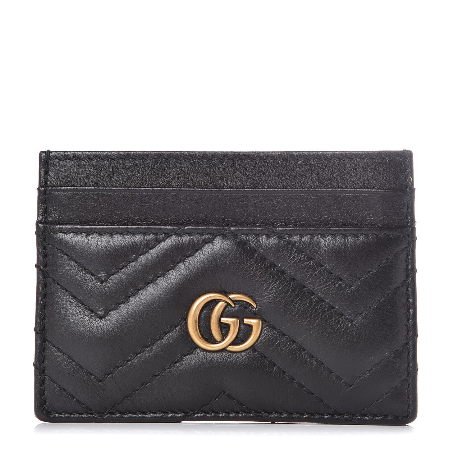 Calfskin Matelasse GG Marmont Card Holder Black