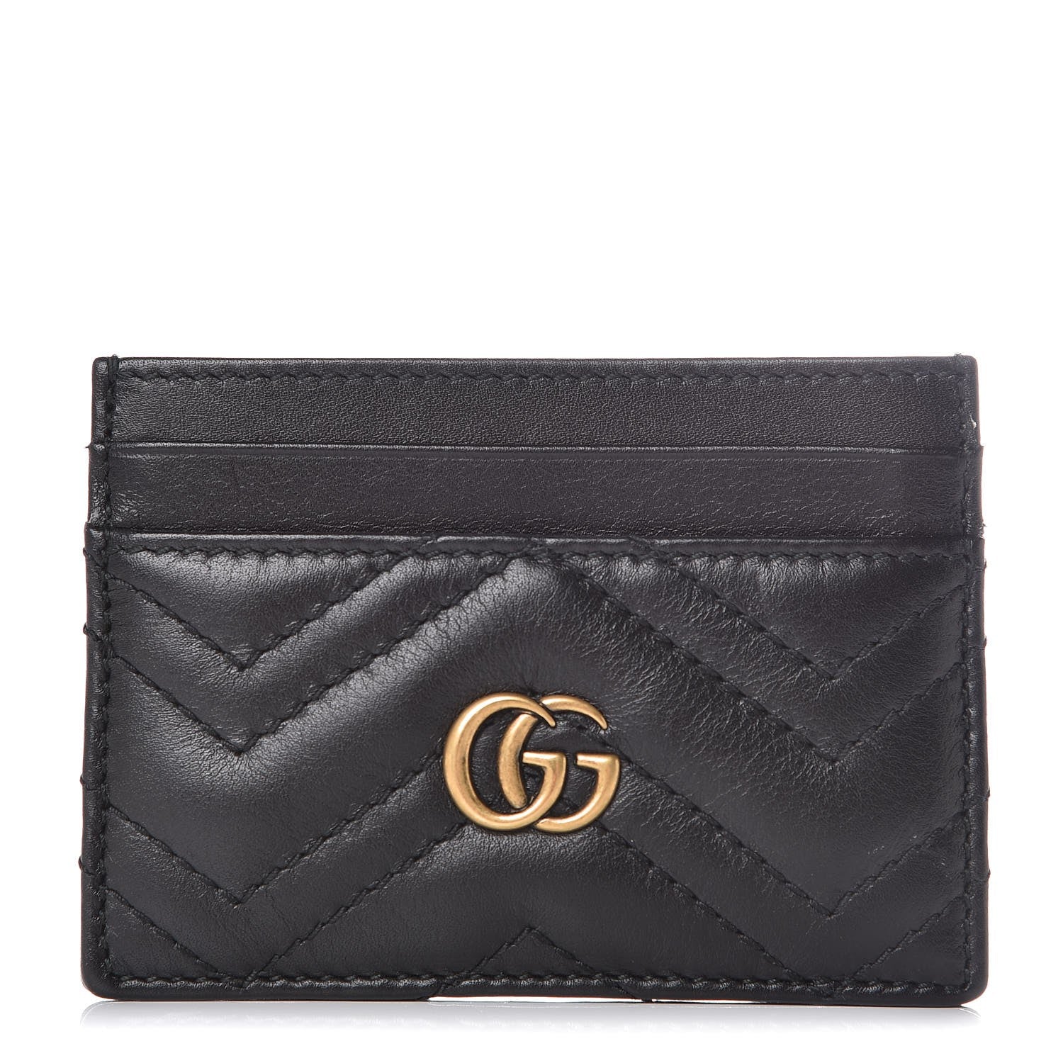 Gucci Calfskin Matelasse GG Marmont Card Holder Black 1 of 6