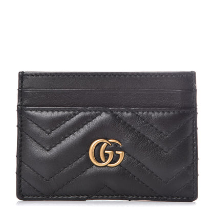 Gucci Calfskin Matelasse GG Marmont Card Holder Black 1 of 6