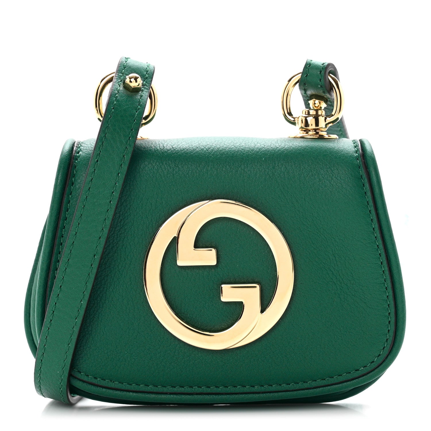 Gucci Roxy Calfskin Blondie Card Case Wallet with Strap Emerald 1 of 5