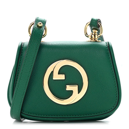 Gucci Roxy Calfskin Blondie Card Case Wallet with Strap Emerald 1 of 5