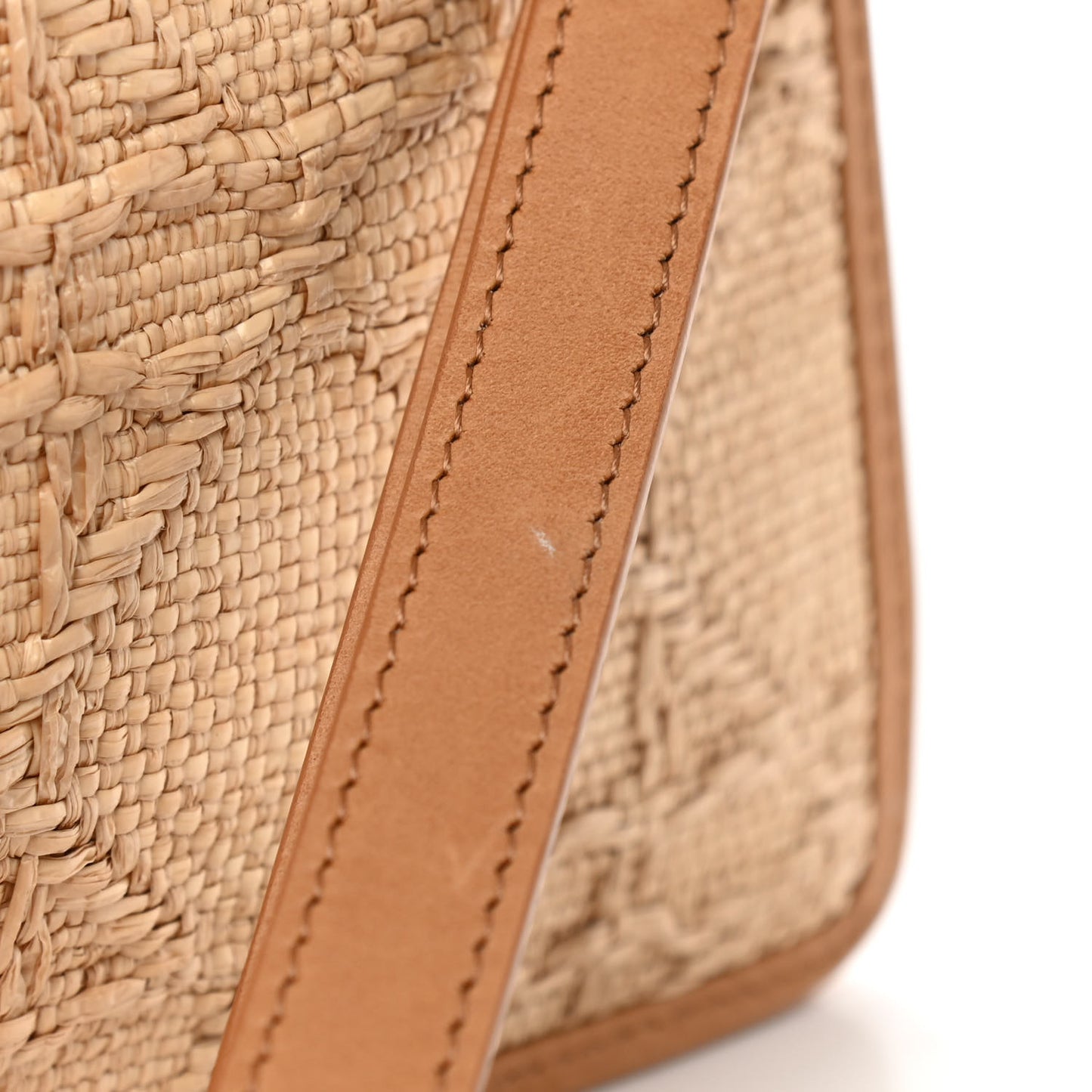 Raffia Cannage Medium Caro Daily Zipped Pouch Natural