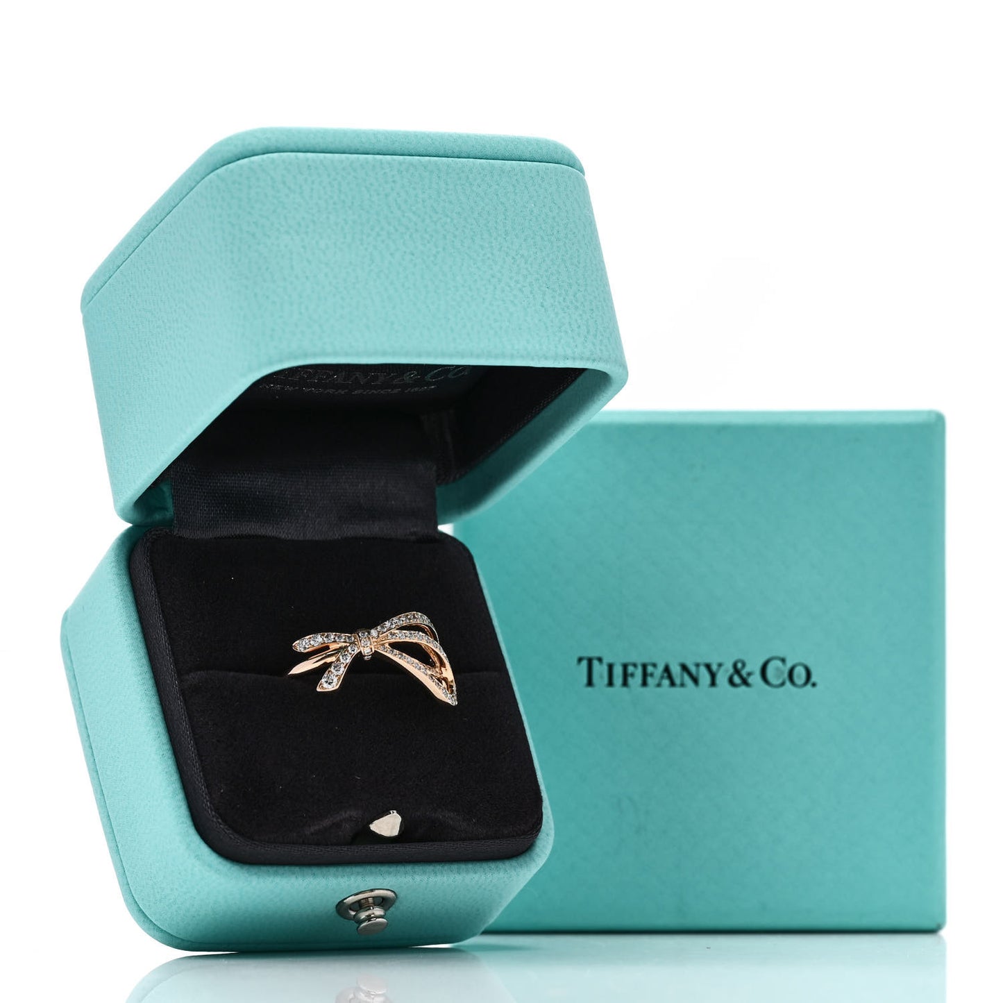 18K Rose Gold Diamond Bow Ring 58 8.25