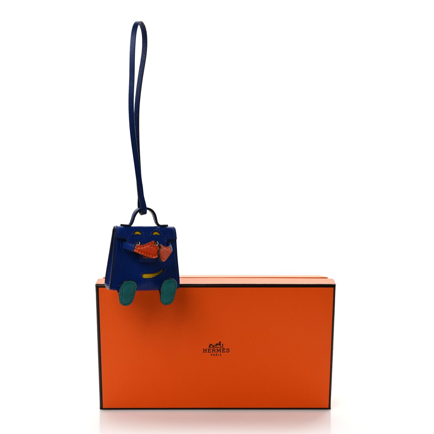 Tadelakt Chevre Mysore Kelly Quelle Idole Bag Charm Bleu Electrique Feu