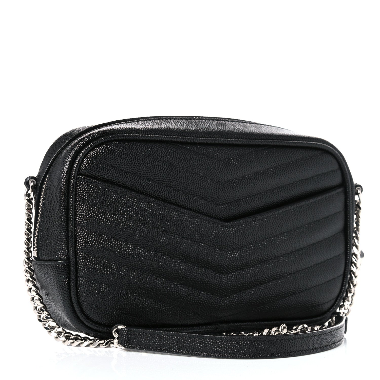 Saint Laurent Grain De Poudre Matelasse Monogram Mini Lou Camera Bag Black 3 of 12