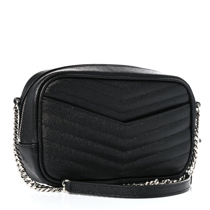 Saint Laurent Grain De Poudre Matelasse Monogram Mini Lou Camera Bag Black 3 of 12